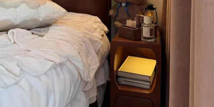 Wood Mini Bedside Table with Drawer and Shelf Compact Space Saving