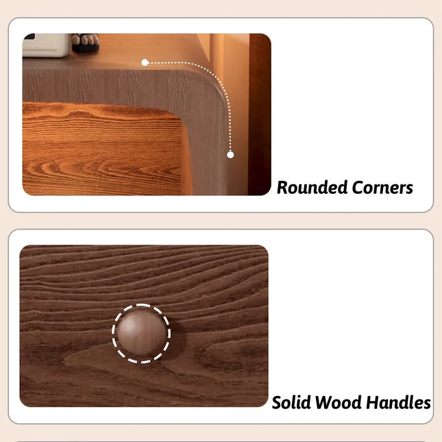 Wood Mini Bedside Table with Drawer and Shelf Compact Space Saving