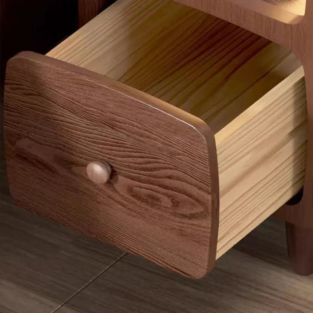 Wood Mini Bedside Table with Drawer and Shelf Compact Space Saving