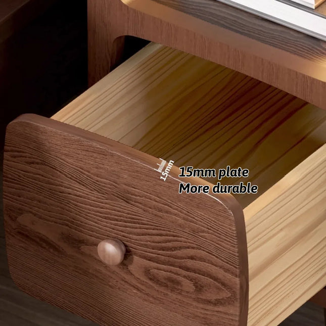 Wood Mini Bedside Table with Drawer and Shelf Compact Space Saving