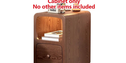 Wood Mini Bedside Table with Drawer and Shelf Compact Space Saving