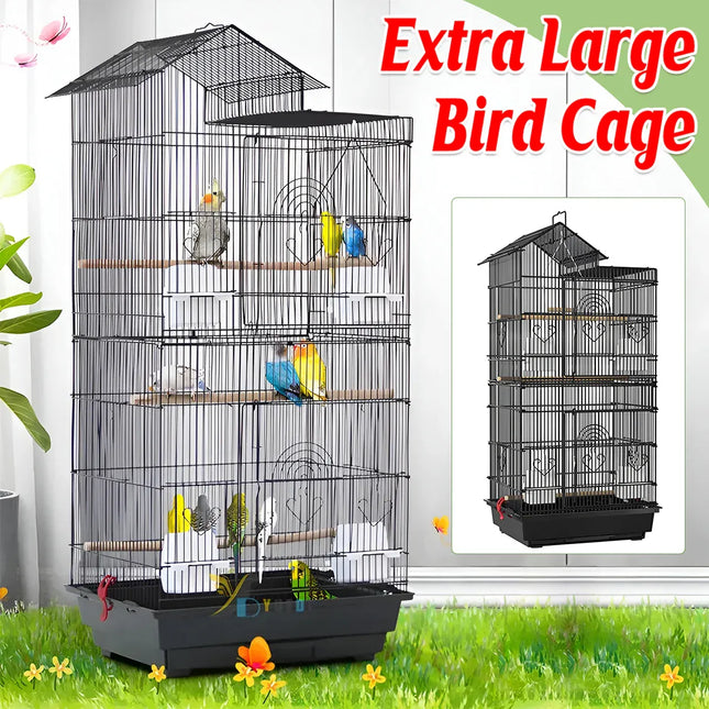 Parrot Cage Large Size Bird Cage Luxury Villa Style Metal Aviary for Pet Indoor