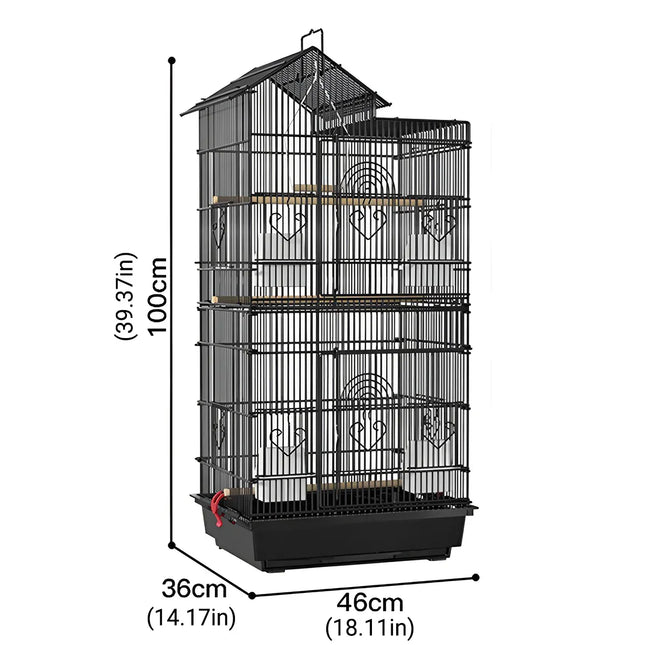 Parrot Cage Large Size Bird Cage Luxury Villa Style Metal Aviary for Pet Indoor