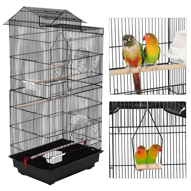 Parrot Cage Large Size Bird Cage Luxury Villa Style Metal Aviary for Pet Indoor