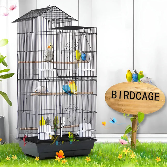 Parrot Cage Large Size Bird Cage Luxury Villa Style Metal Aviary for Pet Indoor
