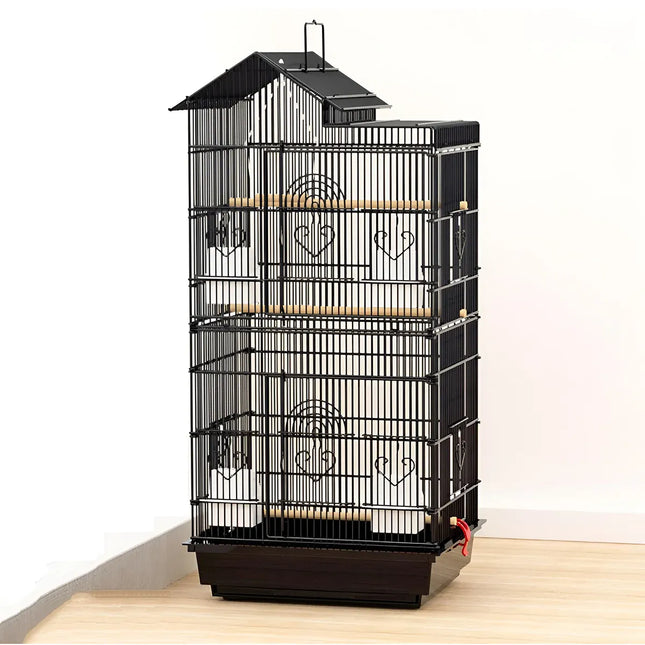 Parrot Cage Large Size Bird Cage Luxury Villa Style Metal Aviary for Pet Indoor