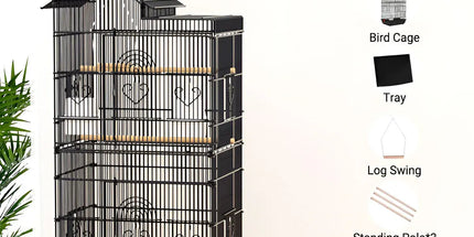 Parrot Cage Large Size Bird Cage Luxury Villa Style Metal Aviary for Pet Indoor