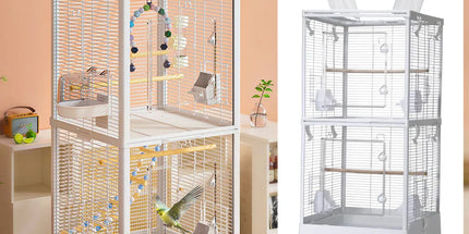 Bird Cage Double Layer Metal Villa Large Size Aviary House for Parrot Pet Indoor