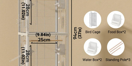 Bird Cage Double Layer Metal Villa Large Size Aviary House for Parrot Pet Indoor