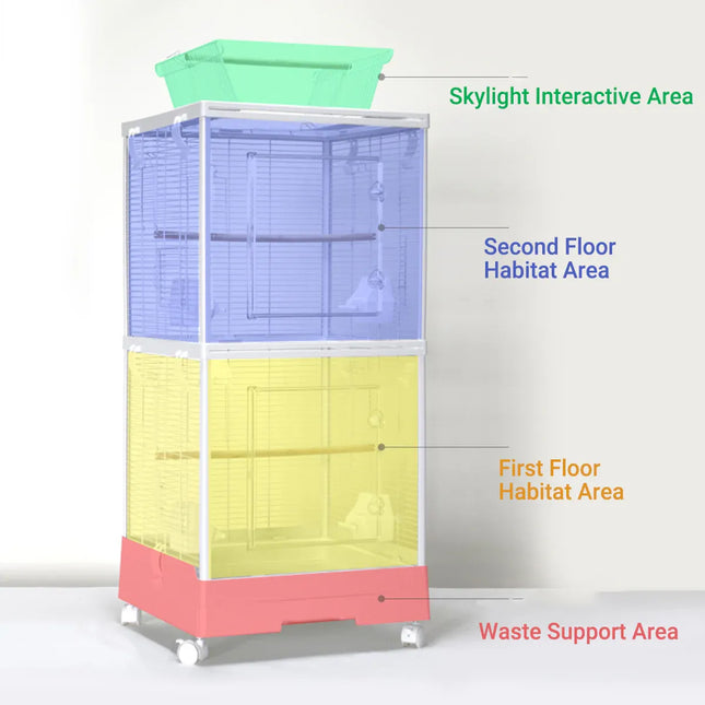 Bird Cage Double Layer Metal Villa Large Size Aviary House for Parrot Pet Indoor