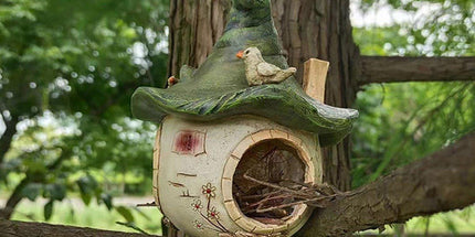 Cartoon Hanging Birdhouse Cozy Nest Resin Garden Outdoor Tree Patio Decor