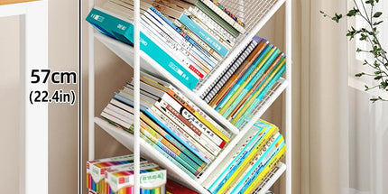 Mobile Wheeled Small Bookshelf Floor Storage Rack for Home Office Storage