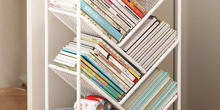 Mobile Wheeled Small Bookshelf Floor Storage Rack for Home Office Storage