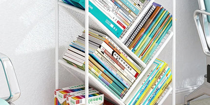 Mobile Wheeled Small Bookshelf Floor Storage Rack for Home Office Storage