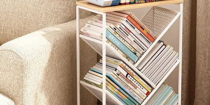 Mobile Wheeled Small Bookshelf Floor Storage Rack for Home Office Storage