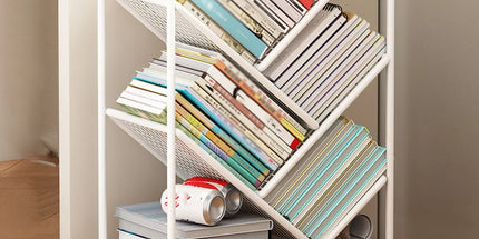 Mobile Wheeled Small Bookshelf Floor Storage Rack for Home Office Storage