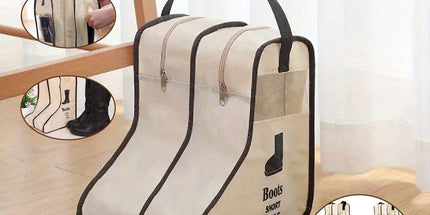 4PCS Beige Travel Shoe Bag Home Boot Storage Visual Dustproof Long Short Covers