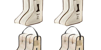 4PCS Beige Travel Shoe Bag Home Boot Storage Visual Dustproof Long Short Covers