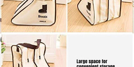 4PCS Beige Travel Shoe Bag Home Boot Storage Visual Dustproof Long Short Covers
