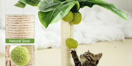 Cat Scratching Coconut Tree Kitten Post Sisal Covered Scratcher Pole Toy 32/38cm - M