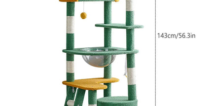 Cactus Shape Cat Tree Climbing Tower Scratching Board Nest for Kitten Play Rest