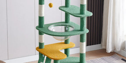Cactus Shape Cat Tree Climbing Tower Scratching Board Nest for Kitten Play Rest