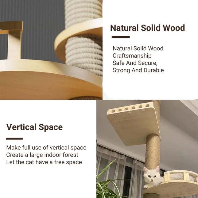 Cat Toy Cat Climbing Frame Floor Standing Multi Functional Cat Tree Pet Furniture - Cat Tree with Bowl