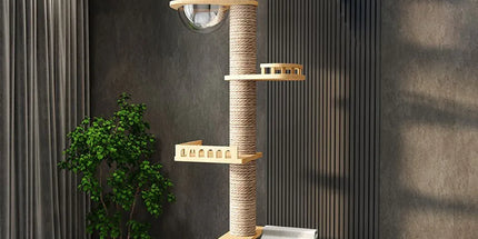 Cat Toy Cat Climbing Frame Floor Standing Multi Functional Cat Tree Pet Furniture - Cat Tree with Bowl