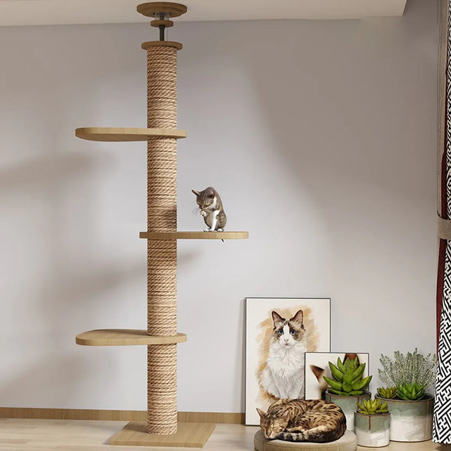 Cat Toy Cat Climbing Frame Floor Standing Multi Functional Cat Tree Pet Furniture - Cat Tree with Bowl