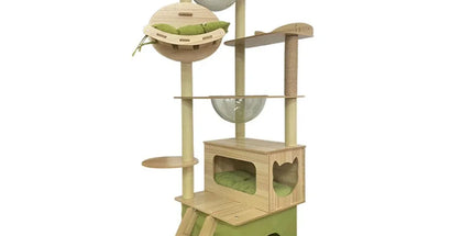 Multi Functional Cat Climbing Tree Tower Stand House Furniture Activity Center - Green