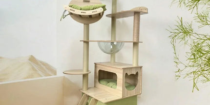 Multi Functional Cat Climbing Tree Tower Stand House Furniture Activity Center - Green