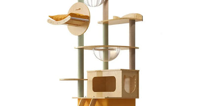 Multi Functional Cat Climbing Tree Tower Stand House Furniture Activity Center - Yellow