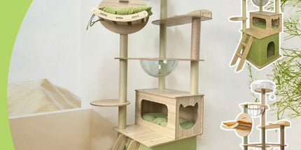 Multi Functional Cat Climbing Tree Tower Stand House Furniture Activity Center - Yellow
