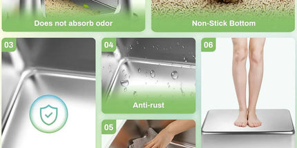 Cat Litter Box Open Design Stainless Steel Large Easy Clean Pet Toilet Tray
