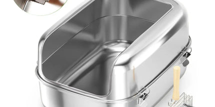 Cat Litter Box Open Design Stainless Steel Large Easy Clean Pet Toilet Tray