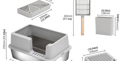 5-Piece Grey Cat Litter Box Set Tyack eCommerce Solutions
