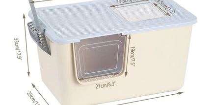 Cat Litter Box Large Semi Milk Coffee Colour Toilet High Sided Odour Control