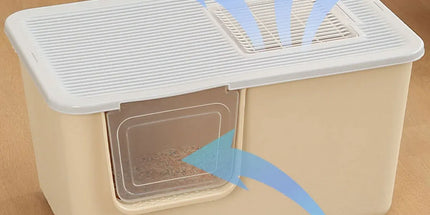 Cat Litter Box Large Semi Milk Coffee Colour Toilet High Sided Odour Control