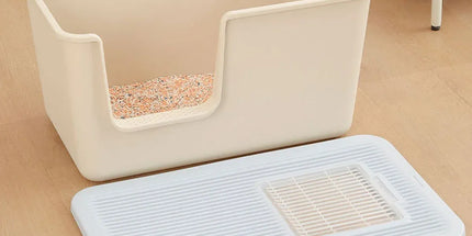 Cat Litter Box Large Semi Milk Coffee Colour Toilet High Sided Odour Control