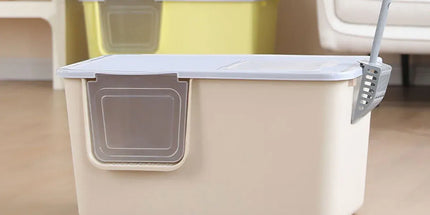 Cat Litter Box Large Semi Milk Coffee Colour Toilet High Sided Odour Control