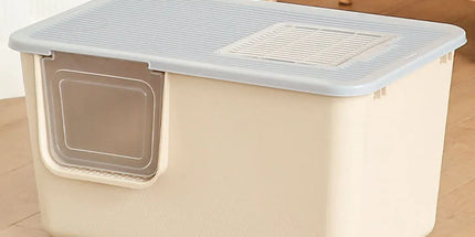 Cat Litter Box Large Semi Milk Coffee Colour Toilet High Sided Odour Control