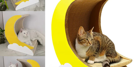 1-Piece Moon-Shaped Corrugated Cardboard Cat Scratcher Tyack eCommerce Solutions