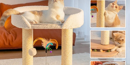 Rotating Cat Tree Cat Condo All in One Scratching Post Sturdy Non Shedding