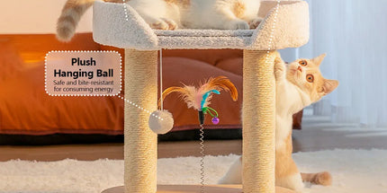 Rotating Cat Tree Cat Condo All in One Scratching Post Sturdy Non Shedding