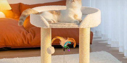 Rotating Cat Tree Cat Condo All in One Scratching Post Sturdy Non Shedding