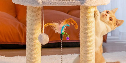 Rotating Cat Tree Cat Condo All in One Scratching Post Sturdy Non Shedding