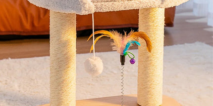 Rotating Cat Tree Cat Condo All in One Scratching Post Sturdy Non Shedding
