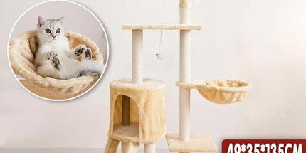 Cat Tree Scratching Post Gym House Condo Scratcher Furniture Tower - Grey-Black
