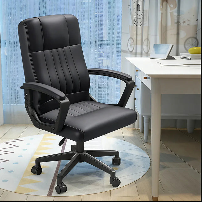 Swivel Office Chair Adjustable Height Padded Seat Computer Chair With Wheels