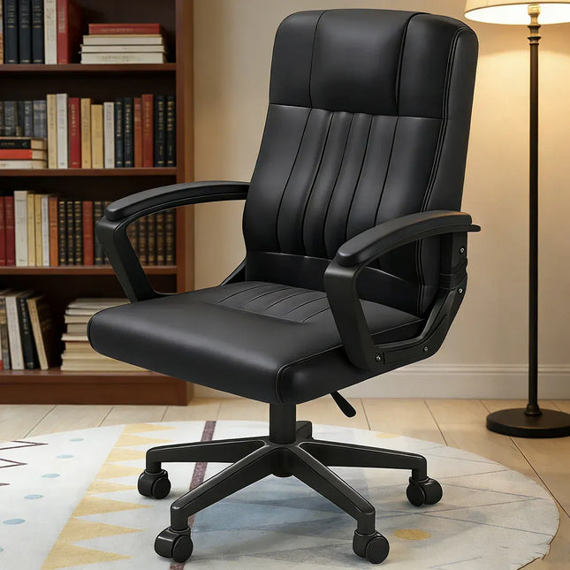 Swivel Office Chair Adjustable Height Padded Seat Computer Chair With Wheels